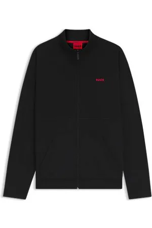 HUGO BOSS Bluza z mieszanki bawełny zapinana na zamek, z fakturą wafla