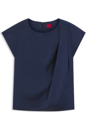 HUGO BOSS Satynowy top z drapowanym dekoltem