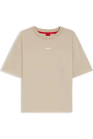 HUGO BOSS Koszulka o swobodnym kroju z miękkiego dżerseju ozdobiona kontrastowym logo