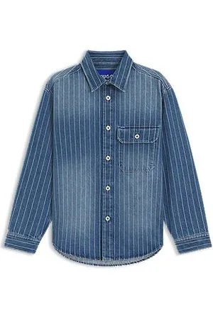 HUGO BOSS Koszula o kroju oversize z niebieskiego denimu w paski