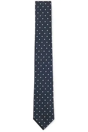 HUGO BOSS Krawat z mieszanki jedwabiu z żakardowymi mikromonogramami Double B