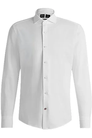 HUGO BOSS Koszula o wąskim kroju z bawełnianego dżerseju o strukturze piki