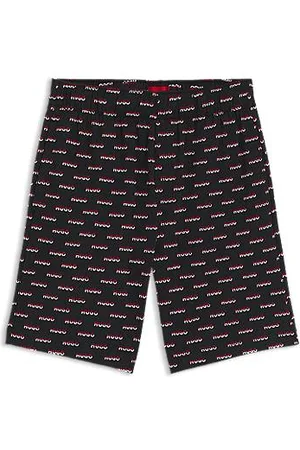 HUGO BOSS Szorty do spania z bawełnianego dżerseju z nadrukiem logo