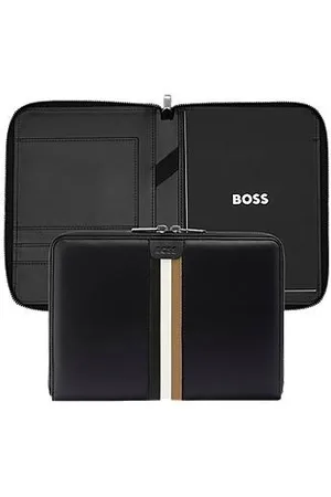 HUGO BOSS Organizer A4 ze sztucznej skóry z markowym paskiem