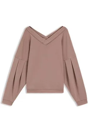 HUGO BOSS Bluza z dekoltem w serek z rękawami balonowymi