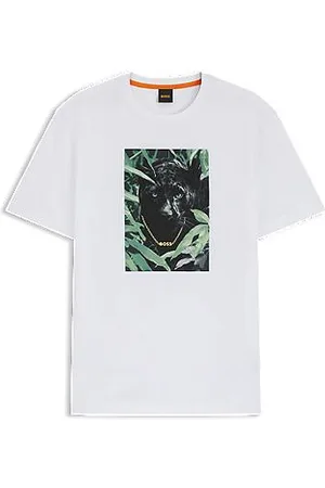 HUGO BOSS Koszulka z dżerseju bawełnianego z grafiką z motywem zwierzęcym