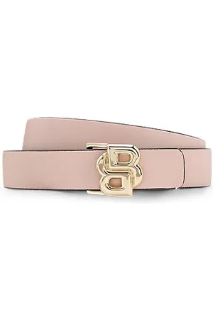 HUGO BOSS Dwustronny pasek z włoskiej skóry ze sprzączką monogramem Double B