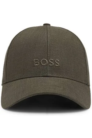 HUGO BOSS Lniana czapka z wyszywanym logo