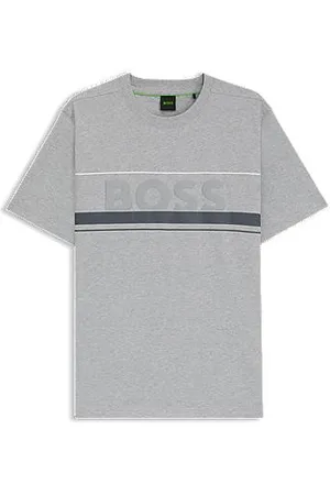 HUGO BOSS Dziecięca koszulka z bawełnianego dżerseju ozdobiona paskami i logo