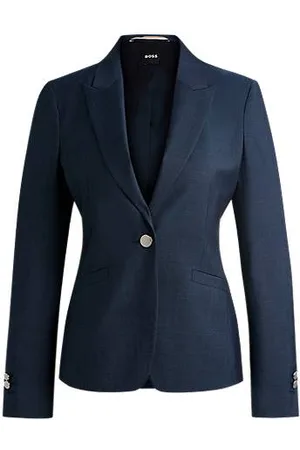 HUGO BOSS Marynarka o wąskim kroju z diagonalnej wełny dziewiczej z efektem denimu