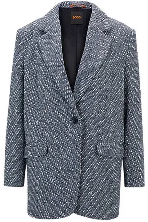 HUGO BOSS Zapinana na jeden guzik marynarka wykonana z tweedu z efektem denimu