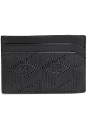 HUGO BOSS Skórzane etui na karty z geometrycznymi logo