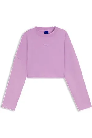 HUGO BOSS Bluza o skracanym kroju, wykonana z bawełny frotté, z nadrukowanym logo