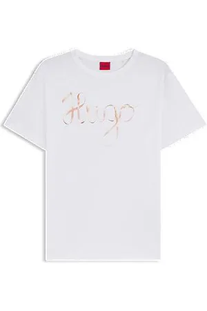 HUGO BOSS Koszulka z bawełnianego dżerseju z artystycznym logo