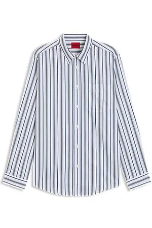 HUGO BOSS Koszula o kroju oversize z bawełnianej popeliny w paski