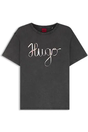 HUGO BOSS Koszulka z bawełnianego dżerseju z artystycznym logo