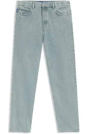HUGO BOSS Jasnoniebieskie jeansy o kroju baggy ze sztywnego denimu
