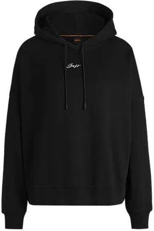HUGO BOSS Bluza z kapturem o kroju oversize z bawełnianej tkaniny frotté z logo odręcznego napisu