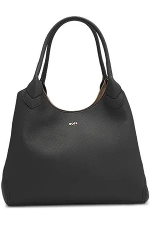 HUGO BOSS Tote bag in grained leather with logo lettering