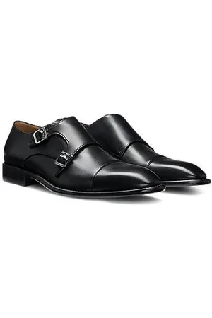 HUGO BOSS Skórzane monki z dwoma paskami