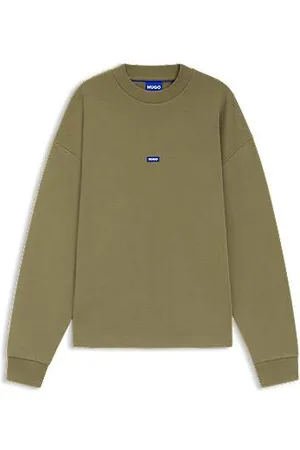 HUGO BOSS Bluza z bawełny frotté z niebieskim logo
