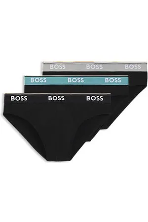 HUGO BOSS Trzypak fig z bawełny ze stretchem z logo na gumce