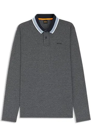 HUGO BOSS Koszulka polo z pikowanej bawełny z pasiastym kołnierzykiem
