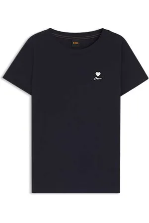 HUGO BOSS Koszulka z bawełnianego dżerseju z artystyczną grafiką na klatce piersiowej