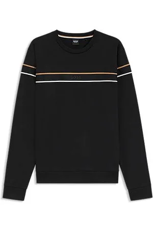 HUGO BOSS Bluza z bawełny frotte z charakterystycznym paskiem