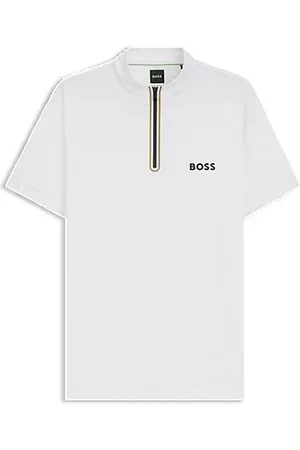 HUGO BOSS Funkcjonalna koszulka z zamkiem przy dekolcie, z elastycznego siateczkowego dżerseju