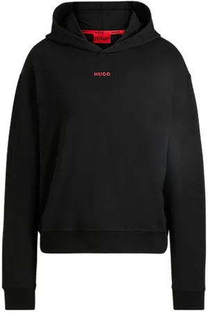 HUGO BOSS Bluza z kapturem o swobodnym kroju z elastycznego dżerseju z nadrukowanym logo