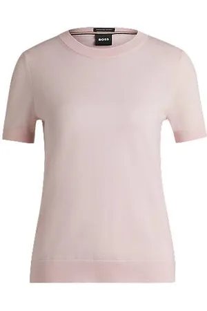 HUGO BOSS Sweter z krótkimi rękawami z wełny merino