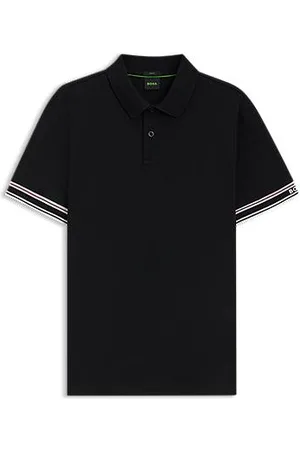 HUGO BOSS Bawełniana koszulka polo o wąskim kroju z mankietami w paski