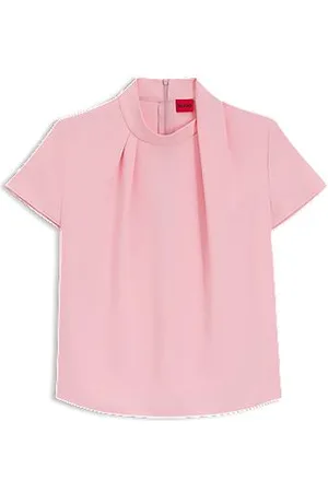 HUGO BOSS Top z krepy z drapowanym półgolfem.