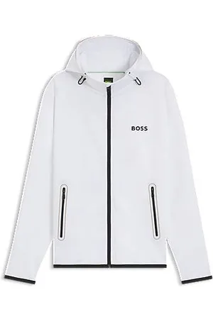 HUGO BOSS Zapinana na zamek bluza z kapturem z funkcjonalnej elastycznej gabardyny o właściwościach termoregulacyjnych