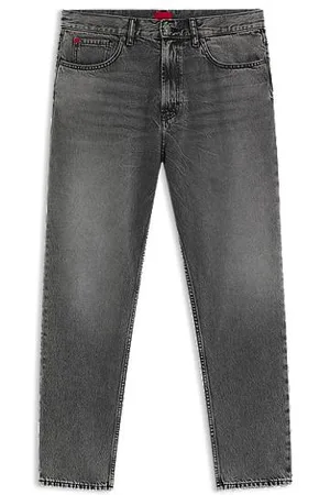 HUGO BOSS Zwężane dżinsy z szarego denimu z efektem zużycia