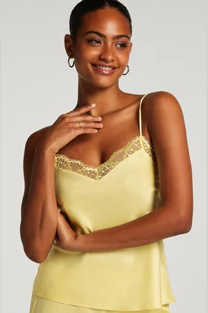 Hunkemöller Satynowy top na ramiączkach z koronką