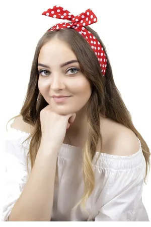 Miss Glow OPASKA DO WŁOSÓW czerwona PIN UP kropki WIĄZANA