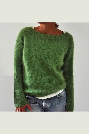 Intimica Miękki dzianinowy sweter damski z okrągłym dekoltem