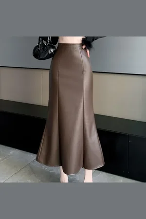 Intimica Elegancka spódnica midi skórzana