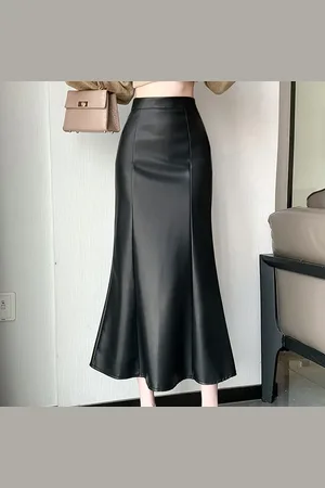 Intimica Elegancka spódnica midi skórzana