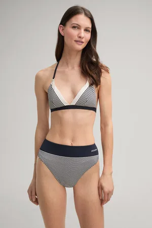 JOOP! Trójkątny top od bikini w kolorze granatowym i złamanej bieli w paski