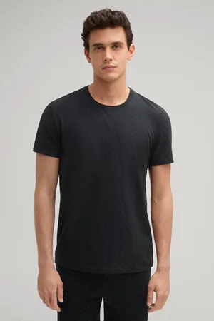 JOOP! T-shirt w kolorze czarnym z chabrowym motywem