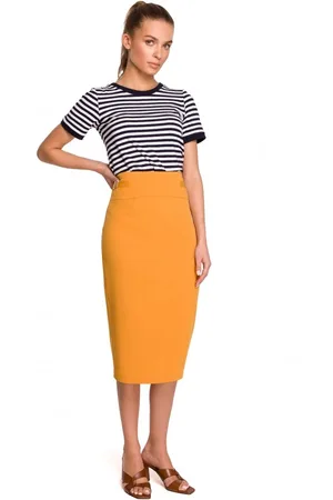 Style Spódnica ołówkowa z wysoką talią - żółta