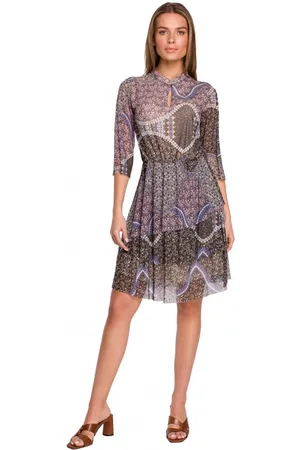 Style Sukienka z nadrukiem boho z 3 falbanami