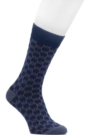 Kazar Granatowe skarpety męskie w monogramy