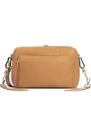 Kazar Jasnobrązowa skórzana torebka mommy bag z zaczepami do wózka