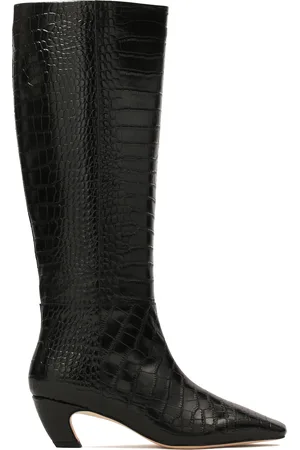 Kazar Czarne kozaki w zwierzęcy motyw na obcasie kitten heels
