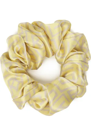 Kazar Żółte scrunchie do włosów w szare monogramy