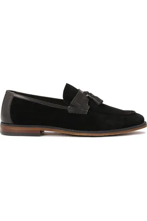 Kazar Wsuwane czarne loafersy z chwostem